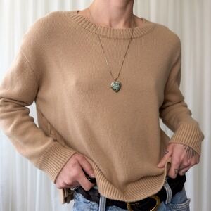Vince 100% Cashmere Sweater Cream Crewneck Knit Minimalist Luxury‎ Women's XS